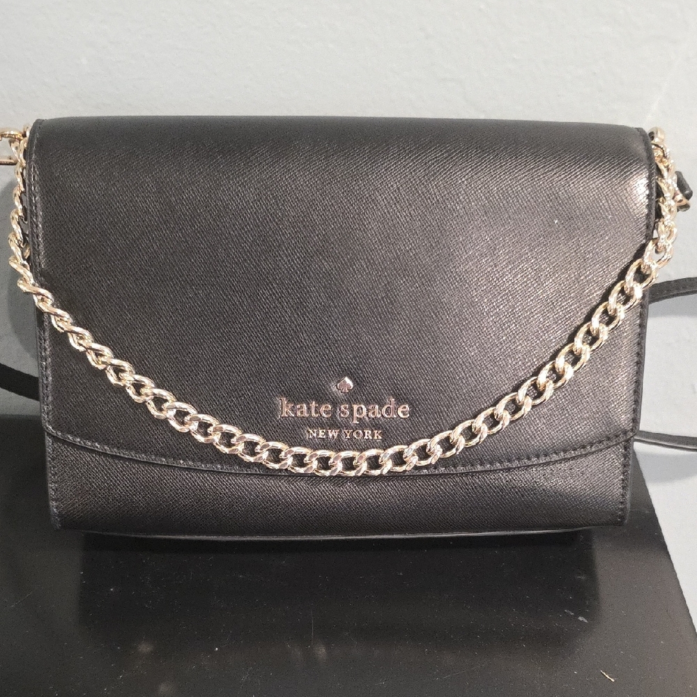 Kate Spade Black Crossbody Bag with Chain Detail